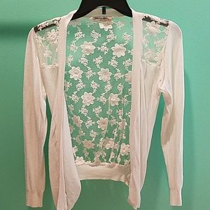 ♦White Cardigan with Lace Back